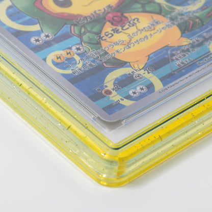 Stack of trading cards with colorful artwork on a white background